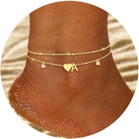 Jewelry - Gold Silver Ankle Bracelets for Women 14k Gold Plated Initial Anklets for Women